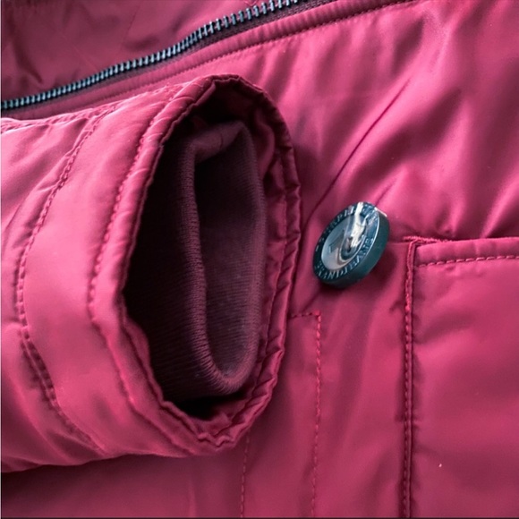 NEW True Religion Parka Fur Sherpa Zip Button Winter Jacket Hooded Coat Maroon - Picture 11 of 12